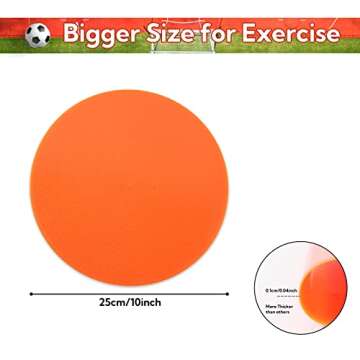 WUSHUANG 10 Inch Poly Vinyl Spot Markers- Non Slip Rubber Agility Markers Flat Field Cones Floor Dot...