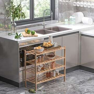 Dranixly Bamboo 2-Tier Shoe Rack Stackable Shelf Storage Organizer for Entryway, Hallway and Closet, 27.2"x11"x13.2" (Natural)