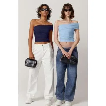 Stylish QINSEN Fold Over One Shoulder Crop Top for Women