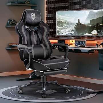 Vonesse Gaming Chair for Adults Gaming Chairs with Footrest Reclining Computer Gaming Chair for Heav...