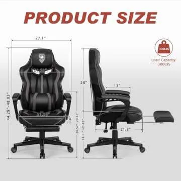 Vonesse Gaming Chair for Adults Gaming Chairs with Footrest Reclining Computer Gaming Chair for Heavy People Gamer Chair Big and Tall Ergonomic Game Chair Racing Chair with Lumbar Pillow(Gray/Black)