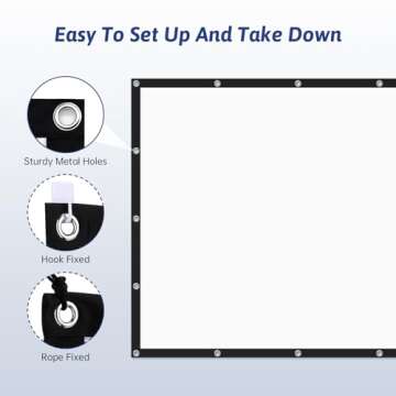 Projector Screen, antmap 120 inch Portable Projector Screen with 3-Layer Material, Outdoor Projector...