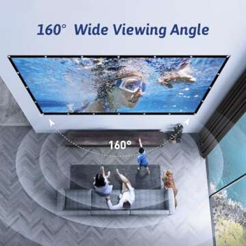 Projector Screen, antmap 120 inch Portable Projector Screen with 3-Layer Material, Outdoor Projector Screen Movie Screen with 160°Wide Viewing Angle and Clearer Images
