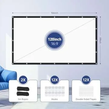Projector Screen, antmap 120 inch Portable Projector Screen with 3-Layer Material, Outdoor Projector Screen Movie Screen with 160°Wide Viewing Angle and Clearer Images