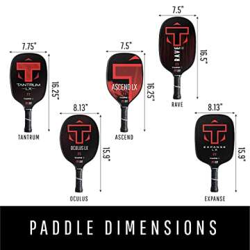 TMPR Sports Ascend XT - Pickleball Paddle, Red, Medium Weight (7.5-7.6 oz)