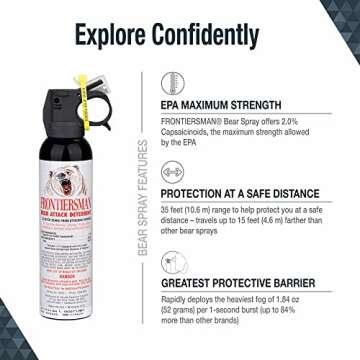 SABRE Frontiersman 9.2 fl oz. Bear Spray, Maximum Strength 2.0% Major Capsaicinoids, Powerful 35 ft....