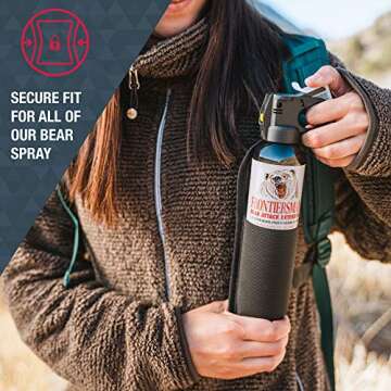 SABRE Frontiersman 9.2 fl oz. Bear Spray, Maximum Strength 2.0% Major Capsaicinoids, Powerful 35 ft. Range Bear Deterrent, Outdoor Camping & Hiking Protection, Quick Draw Holster & Multipack Options