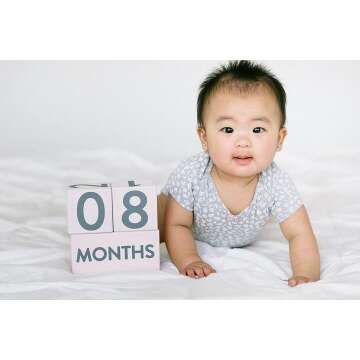 Pearhead Pink Baby Milestone Age Blocks for Photos