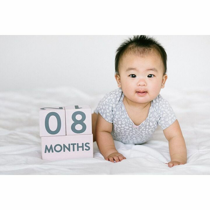 Pearhead Pink Baby Milestone Age Blocks for Photos