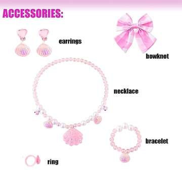 uivic Pink Costume for Girls, Doll Movie Cosplay Outfit Pink White Gingham Dress for Kids Party Birthday Dress Up (Pink1 with accessories, 5Years-6Years)