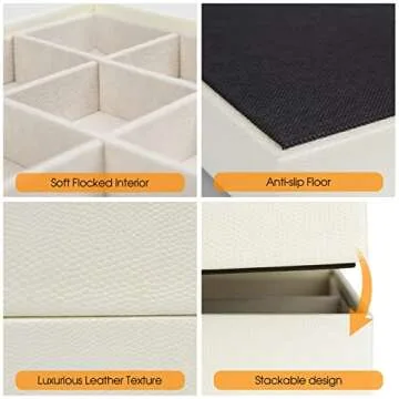 J JACKCUBE DESIGN 4 Stackable Trays Jewelry Storage Display Case for Drawer or Dresser - Holder for Earring Ring Necklace or Cufflinks - MK220-2ABCD