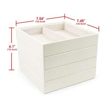 J JACKCUBE DESIGN 4 Stackable Trays Jewelry Storage Display Case for Drawer or Dresser - Holder for Earring Ring Necklace or Cufflinks - MK220-2ABCD