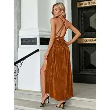 BerryGo Women's Velvet Sexy Backless Long Cocktail Dress