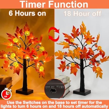 TURNMEON Prelit Maple Trees for Fall Decor
