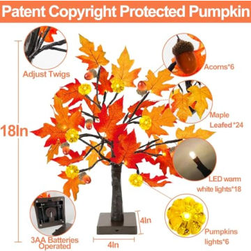 TURNMEON Prelit Maple Trees for Fall Decor