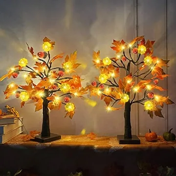 TURNMEON Prelit Maple Trees for Fall Decor