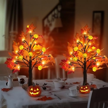 TURNMEON Prelit Maple Trees for Fall Decor