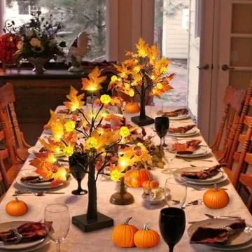 TURNMEON Prelit Maple Trees for Fall Decor
