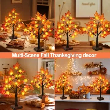 TURNMEON Prelit Maple Trees for Fall Decor