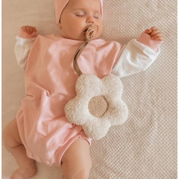 Cute and Soft Baby Daisy Pacifier Holder 2 Pack