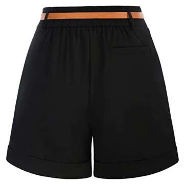 Belle Poque Women High Waisted Casual Shorts with Pockets Golf Shorts Walk Shorts (Black,XL)