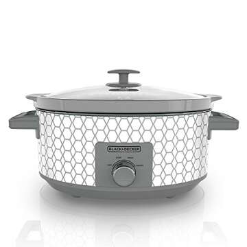 BLACK+DECKER SC1007D Slow Cooker, 7 quart, Geometric Cream