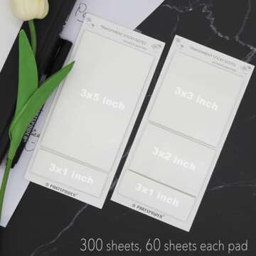 Premium Transparent Sticky Notes Set for Note-Taking and Organization, 400 Sheets Total
