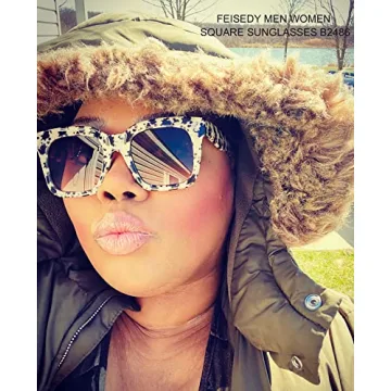 FEISEDY Vintage Oversized Square Sunglasses for Women