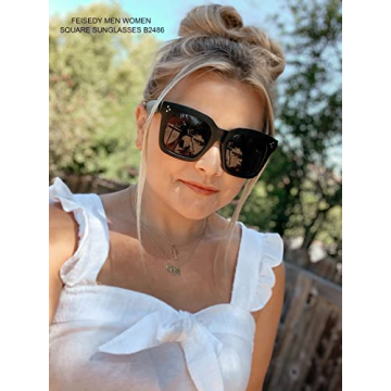 FEISEDY Vintage Oversized Square Sunglasses for Women