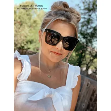 FEISEDY Vintage Oversized Square Sunglasses for Women