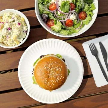 Amazon Basics 9" Uncoated Paper Plates Eco-Friendly Pack of 100