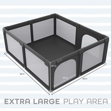 Baby Playpen 60x60in with Breathable Mesh - Portable Safety Play Yard