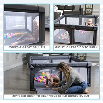 Baby Playpen 60x60in with Breathable Mesh - Portable Safety Play Yard