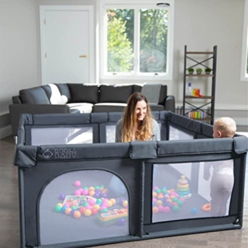 Baby Playpen 60x60in with Breathable Mesh - Portable Safety Play Yard