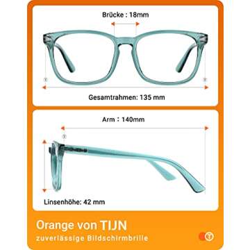 TIJN Blue Light Blocking Glasses for Women Men Clear Frame Square Nerd Eyeglasses Anti Blue Ray Computer Screen Glasses
