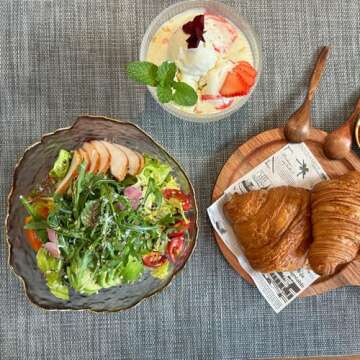 S.ROKE TTAN Glass Salad Bowls Set of 3, Space-saving Nesting Bowls, Irregular Shape Decorative Cereal Bowls, Glass Cooking Bowls, Glass Prep Bowls For Fruit, Dessert, Freezer Safe (Purple Pink)