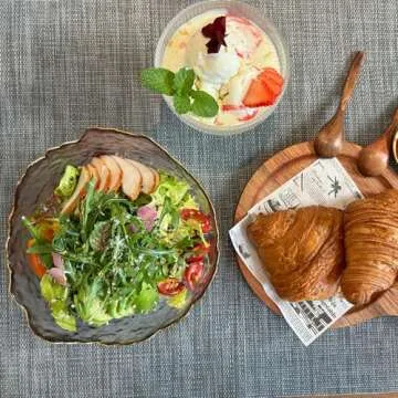 S.ROKE TTAN Glass Salad Bowls Set of 3, Space-saving Nesting Bowls, Irregular Shape Decorative Cereal Bowls, Glass Cooking Bowls, Glass Prep Bowls For Fruit, Dessert, Freezer Safe (Purple Pink)