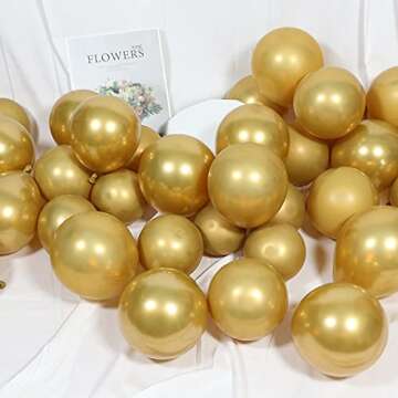 Metallic Gold Balloons 5 Inch 100 Pack, JOGAMS Gold Chrome Balloons for Birthday Party Wedding Baby ...