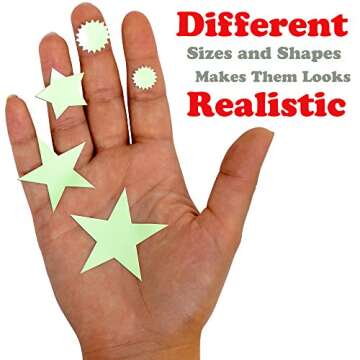 Glow in The Dark Stars for Ceiling or Wall Stickers - Glowing Wall Decals Stickers Room Decor Kit - ...