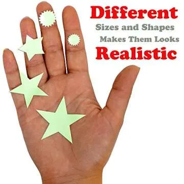 Glow in The Dark Stars for Ceiling or Wall Stickers - Glowing Wall Decals Stickers Room Decor Kit - ...