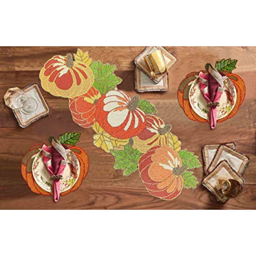 Decozen Beaded Fall Table Runner for Autumn Decor