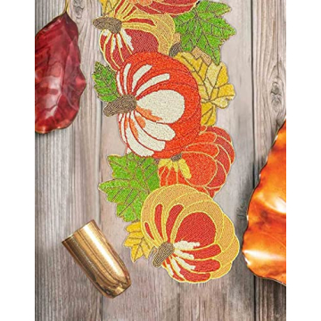 Decozen Beaded Fall Table Runner for Autumn Decor