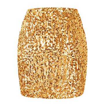 Shimmering MANER Women's Gold Sequin Bodycon Mini Skirt for Night Out