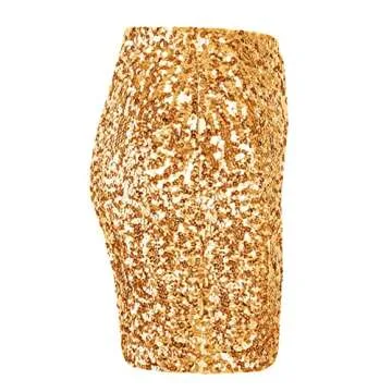 Gold Sequin Bodycon Mini Skirt for Night Out Party