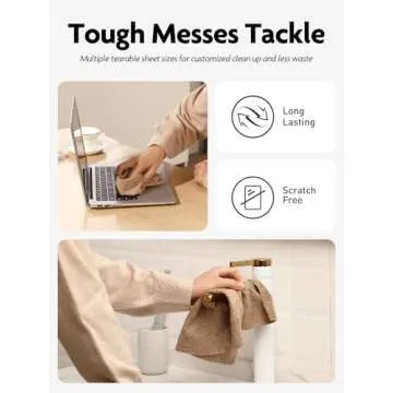 Fantasticlean Microfiber Cleaning Cloth Roll -60 Pack, Tear Away Microfiber Towels, 12" x 12", Reusable, Washable, Scratch Free, Ultra Absorbent Dish Rags for Car, Home, Garage or Shop (Beige & Tan)