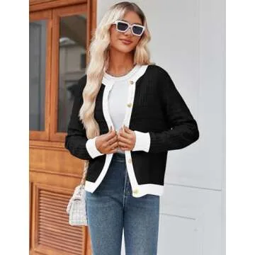 Zeagoo Women's Classic Crew Neck Cardigan Sweaters with Buttons for Stylish Layering