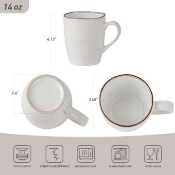 famiware Aurora Coffee Mugs, 14oz Mug Set of 4, Stoneware Mug, Cups for Kitchen, Cappuccino, Latte, ...
