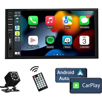Naifay Double Din Car Stereo Compatible with Apple Carplay and Android Auto, 7 inch HD Touchscreen C...