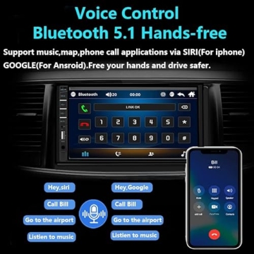 Naifay Double Din Car Stereo with Carplay and Android Auto