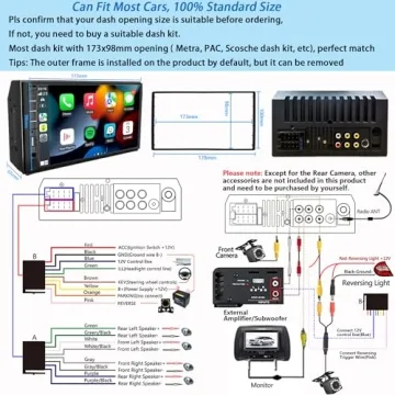 Naifay Double Din Car Stereo with Carplay and Android Auto
